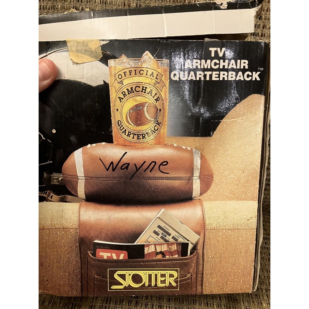 Vintage 1992 Stotter TV Armchair Quarterback Football Caddy Remote Holder Glass - Picture 7 of 7